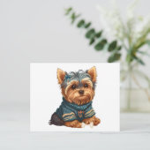 Aardige waterverf Yorkshire Terrier Puppy Briefkaart (Staand voorkant)