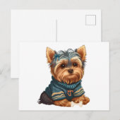 Aardige waterverf Yorkshire Terrier Puppy Briefkaart (Voorkant / Achterkant)