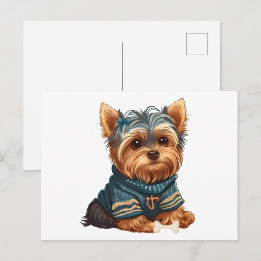 Aardige waterverf Yorkshire Terrier Puppy Briefkaart (Voorkant / Achterkant)