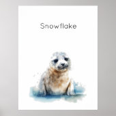 Aardige Waterverf Zeehond Pup, op maat Poster (Voorkant)