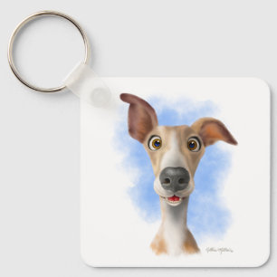 Aardige Whippet Cartoon Sleutelhanger