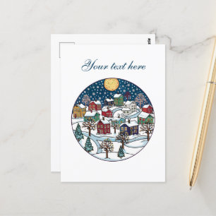Aardige winter scène aanpasbaar  briefkaart