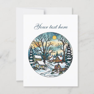 Aardige winter scène aanpasbaar  briefkaart