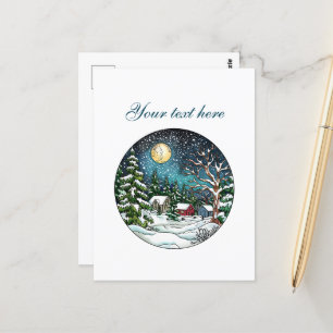 Aardige winter scène aanpasbaar  briefkaart