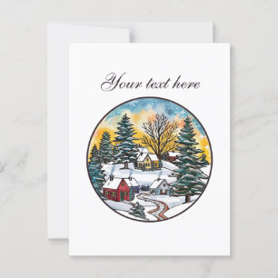 Aardige winter scène aanpasbaar  briefkaart
