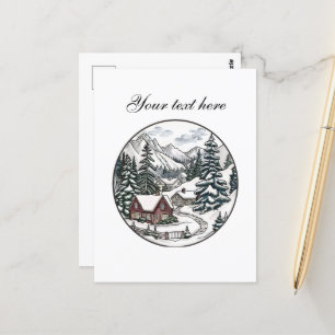 Aardige winter scène aanpasbaar  briefkaart