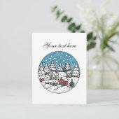 Aardige winterscène aanpasbaar briefkaart (Staand voorkant)