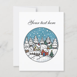 Aardige winterscène aanpasbaar  briefkaart