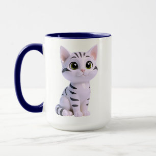 Aardige witte gestreepte kitten mok