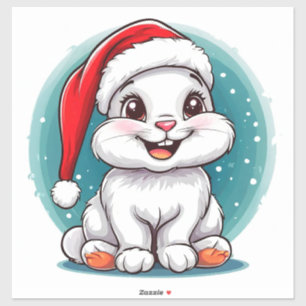 Aardige witte konijn in kerstmuts sticker
