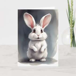 Aardige witte konijn konijn portret blanco groet kaart