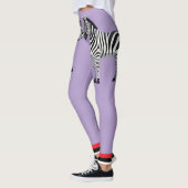 Aardige zebra Paarse achtergrond Schattig Meisjesa Leggings (Links)