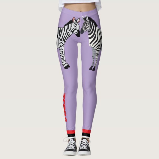 Aardige zebra Paarse achtergrond Schattig Meisjesa Leggings (Voorkant)