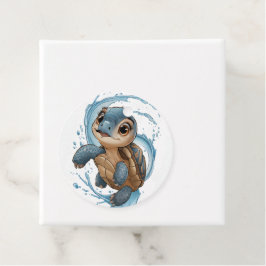 Aardige Zeeschildpad Kerstvakantie Aquarel Bedankjes Labels