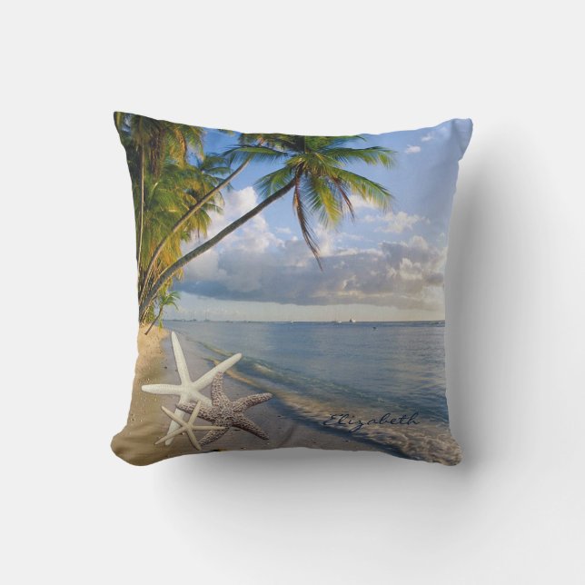 Aardige Zeester ,Strand,Zand ,Palm-Persoonlijk Kussen (Voorkant)