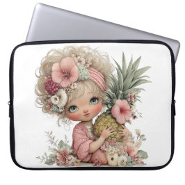 AARDIGE ZOMERMEISJE MET BLOEMEN EN VRUCHTEN LAPTOP SLEEVE