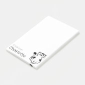 Aardige zwart witte cartoon kat naam post-it® notes (Schuin)