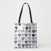 Aardige Zwarte Hart Krabbeltekening Tote Bag (Voorkant)