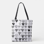 Aardige Zwarte Hart Krabbeltekening Tote Bag (Achterkant)