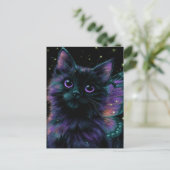 Aardige Zwarte Kat Fee Briefkaart (Staand voorkant)