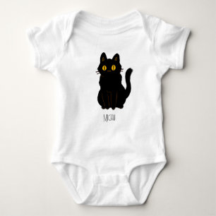 Aardige Zwarte Kat Monogram Naam Romper