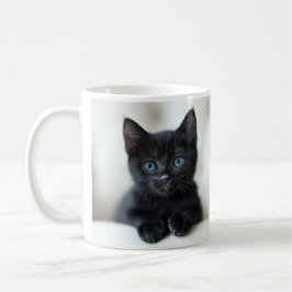 Aardige Zwarte Kitten met Strikende Blauwe Ogen Po Koffiemok