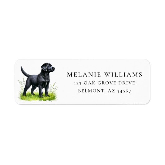 Aardige Zwarte Lab Puppy Retouradres Etiket (Voorkant)
