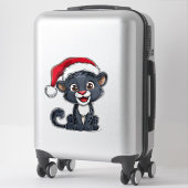 Aardige zwarte panterwelp met kerstmuts sticker (Koffer)