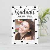 Aardige Zwarte Stippen Afstudeer Uitnodiging (Staand voorkant)