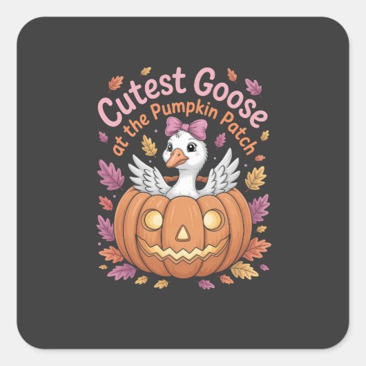 Aardigste gans bij de pompoenpatch Thanksgiving Vierkante Sticker (Voorkant)