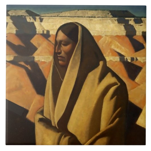 “Aardkenner” Westerse kunst van Maynard Dixon Tegeltje (Voorkant)