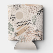 Aardkleuren met abstracte vormdecoratie blikjeskoeler (Achterkant)