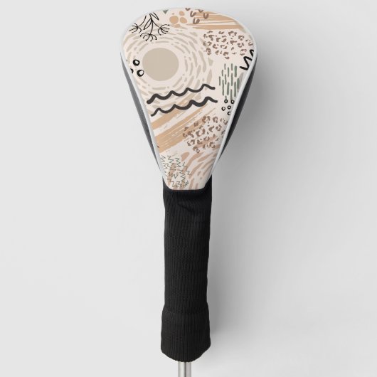 Aardkleuren met abstracte vormdecoratie golfheadcover (Voorkant)