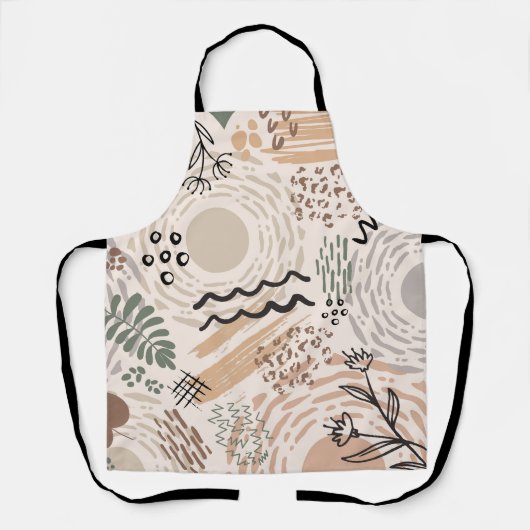 Aardkleuren met abstracte vormdecoratie schort (Voorkant)