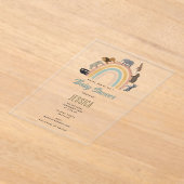 Aardkleuren Regenboogdieren Oerwoud Baby shower Acryl Uitnodigingen (Laagn)