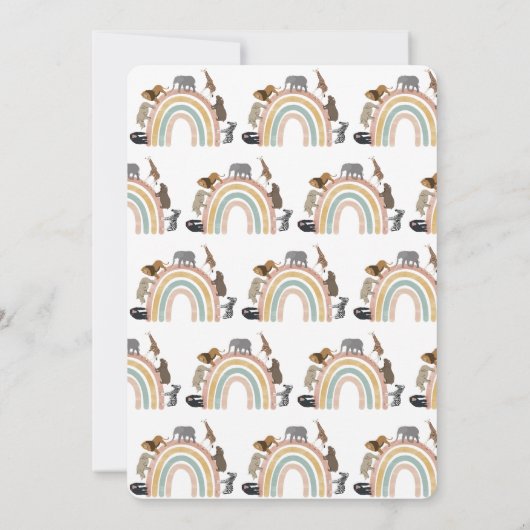 Aardkleuren Regenboogdieren Oerwoud Baby shower Kaart (Achterkant)