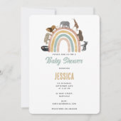 Aardkleuren Regenboogdieren Oerwoud Baby shower Kaart (Voorkant)
