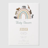 Aardkleuren Regenboogdieren Oerwoud Baby shower Vellum Uitnodigingen (Voorkant)