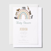 Aardkleuren Regenboogdieren Oerwoud Baby shower Vellum Uitnodigingen (Offset)