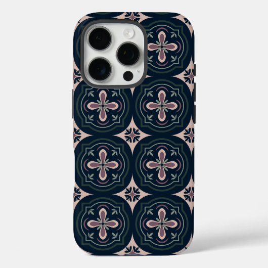 aardkleurige bloemige geometrische tegels Case-Mate iPhone case (Achterkant)