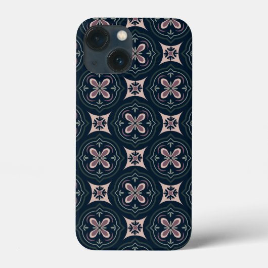 aardkleurige bloemige geometrische tegels Case-Mate iPhone case (Achterkant)