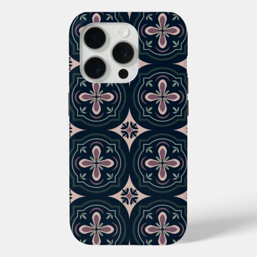 aardkleurige bloemige geometrische tegels Case-Mate iPhone case (Achterkant)