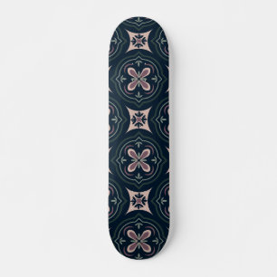 aardkleurige bloemige geometrische tegels persoonlijk skateboard