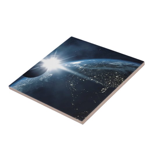 aardmaan en zon tegeltje (Zijkant)