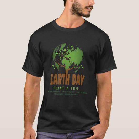Aardodag Plant A - Boom reduceert Global Warming P T-shirt (Voorkant)