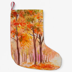 Aardolieschilderlandschap - kleurrijk herfstbos kleine kerstsok