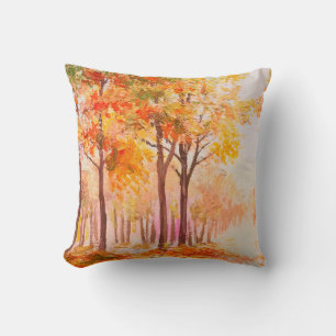 Aardolieschilderlandschap - kleurrijk herfstbos kussen