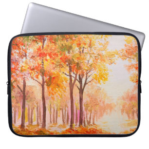 Aardolieschilderlandschap - kleurrijk herfstbos laptop sleeve