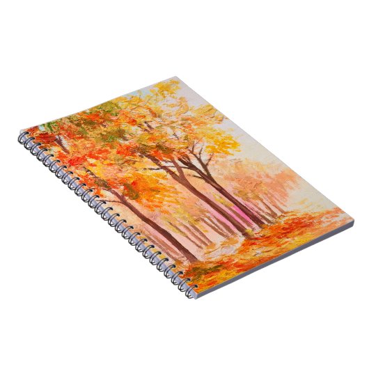 Aardolieschilderlandschap - kleurrijk herfstbos notitieboek (Rechterzijde)