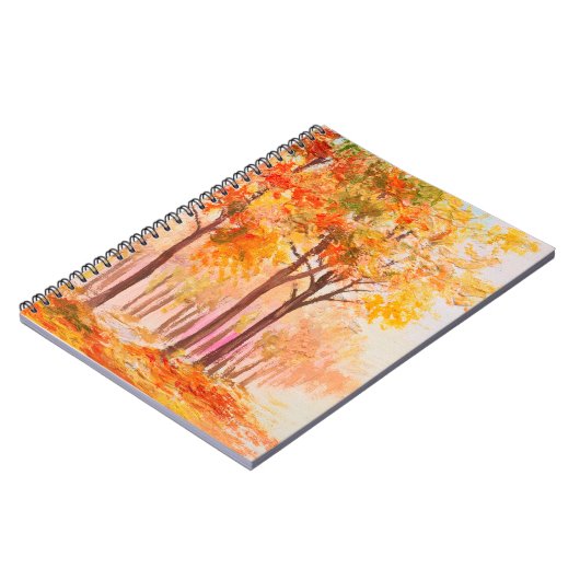 Aardolieschilderlandschap - kleurrijk herfstbos notitieboek (Linkerzijde)